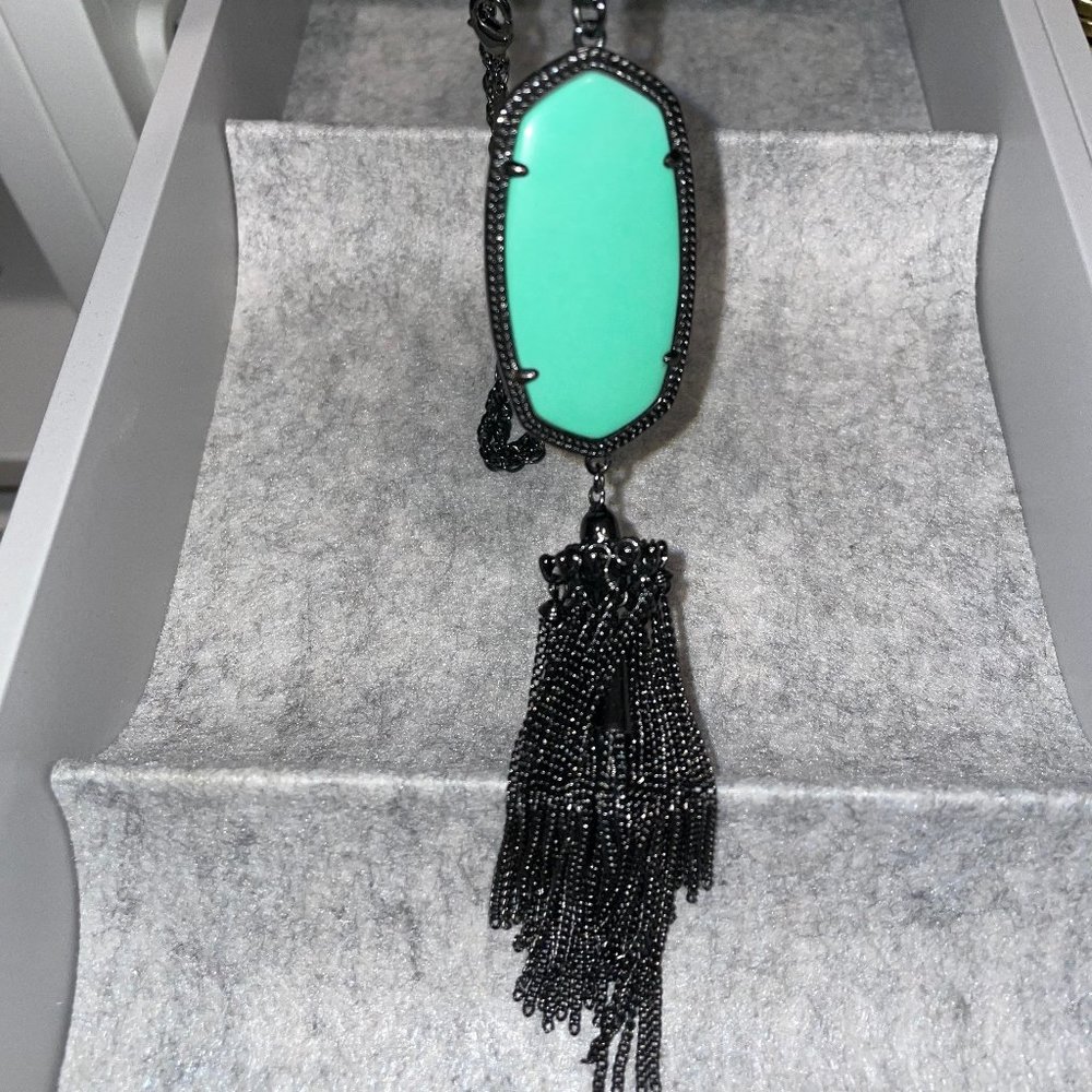 Kendra Scott Rayne Necklace - Gun Metal and Teal